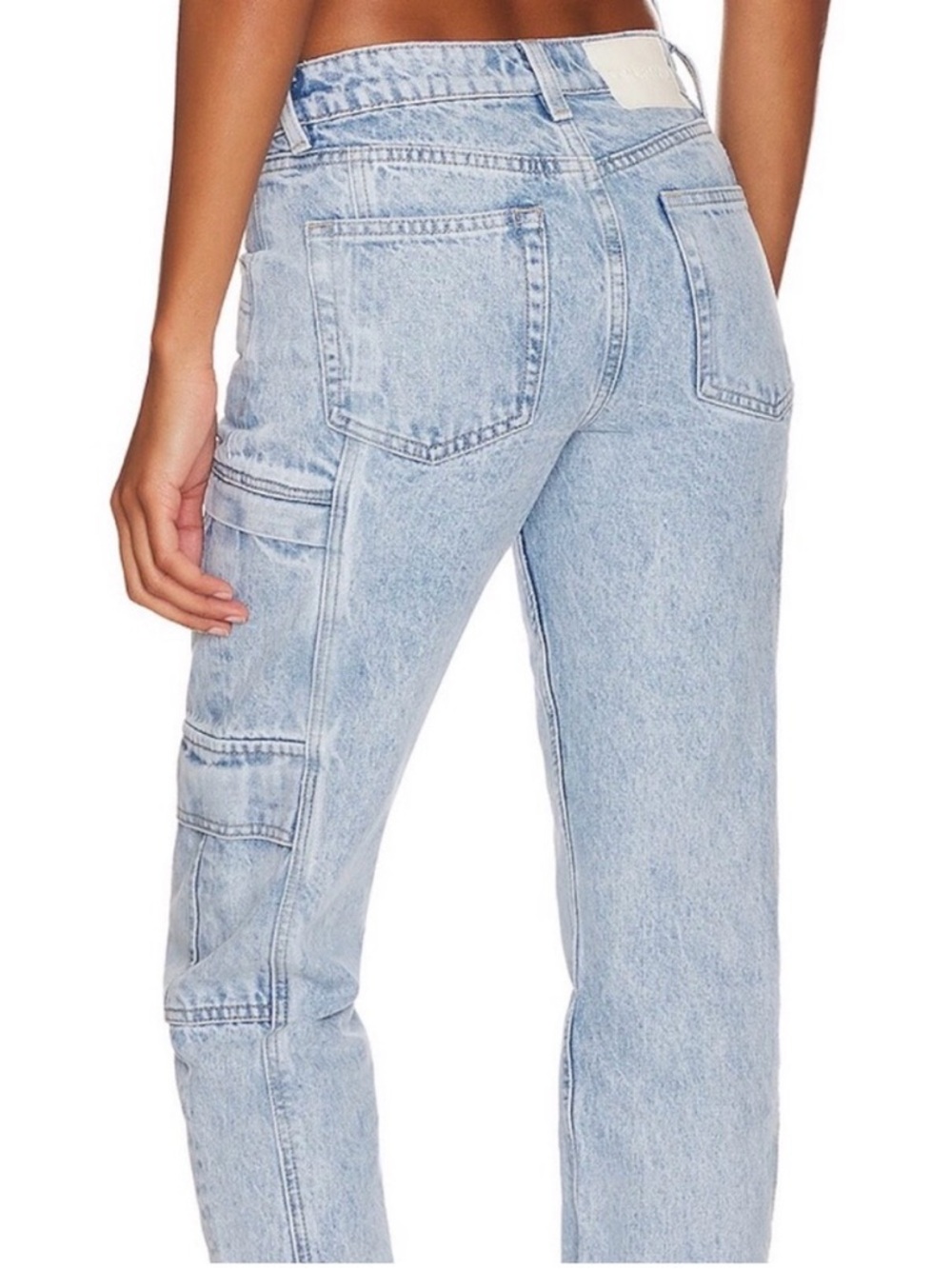 GRLFRND GRLFRND Naomi straight-leg cargo jeans in a light denim wash retail $250 - Picture 3 of 8